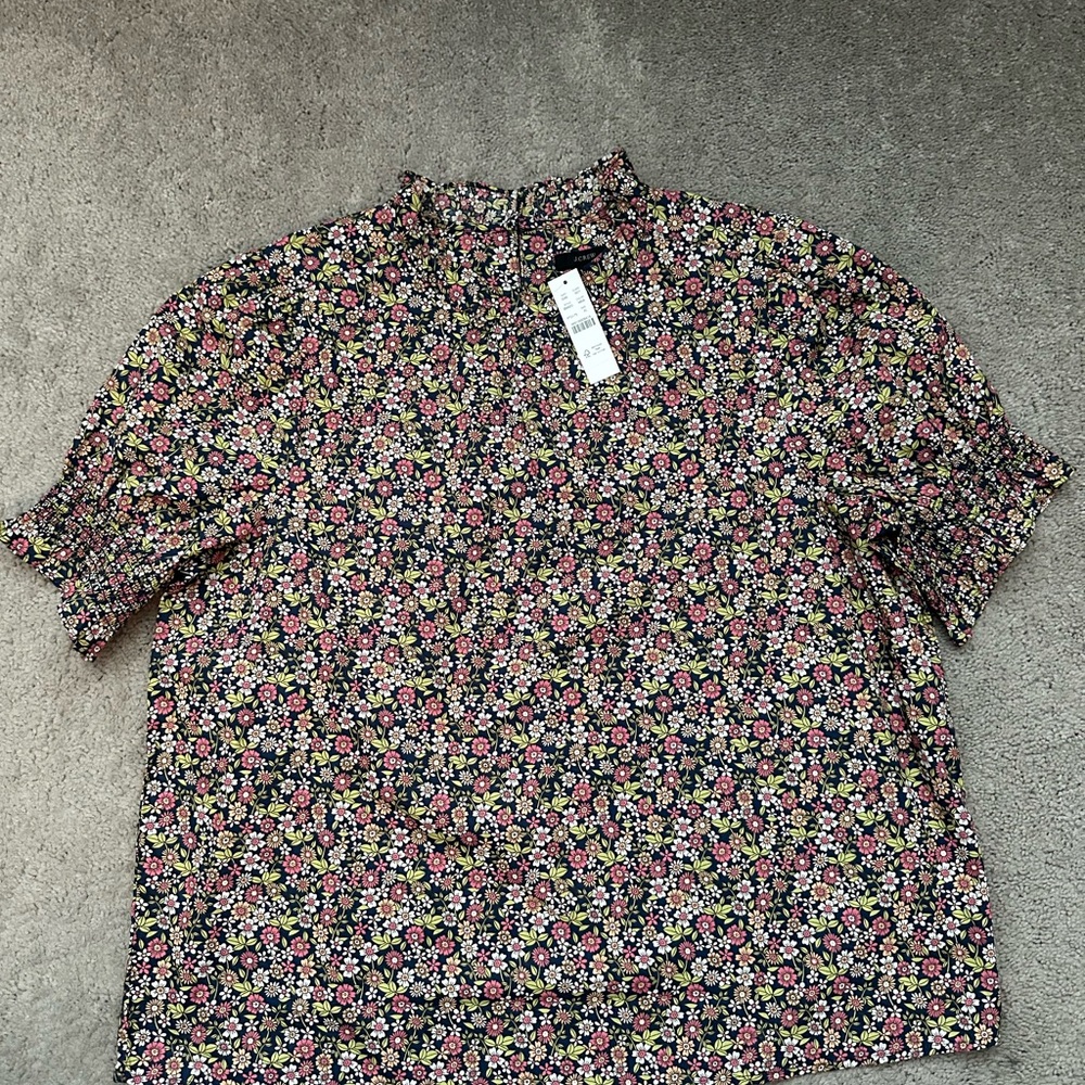 Floral Navy, White, Light Coral, Pink Blouse - J. Crew - NWT - XL